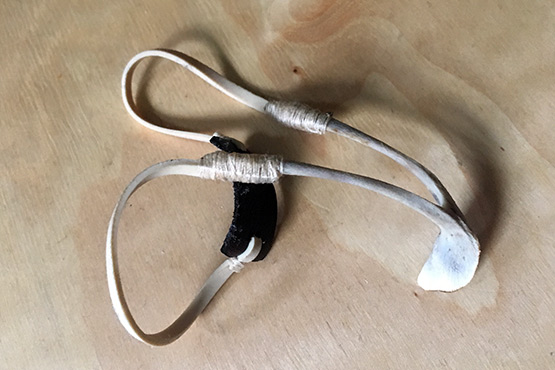Ozgul ARSLAN - In My Mind - Object Art - Wishbone, Leather, Rubber Band
